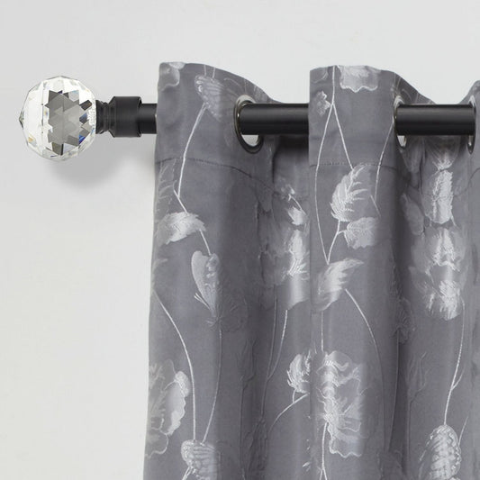 Matt Black Crystal Extendable Curtain Pole