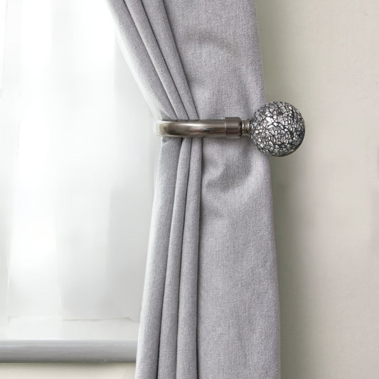 Black Silk Cut Glass Curtain Holdbacks (Pair)