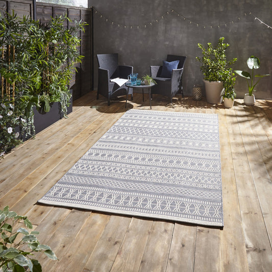 Coast Easy Clean Grey Moroccan Weatherproof Rug