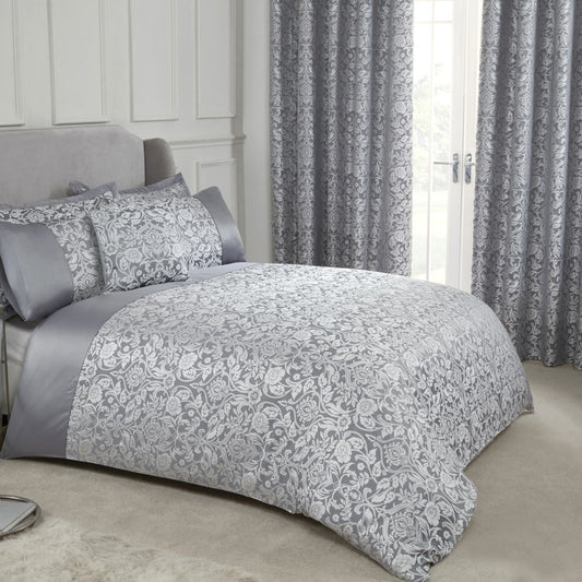 Eden Silver Embellished Jacquard Duvet Set