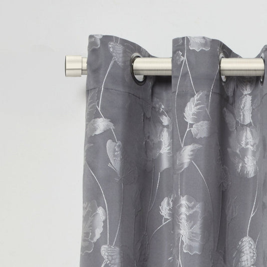 Brushed Silver Full Stop Extendable Curtain Pole