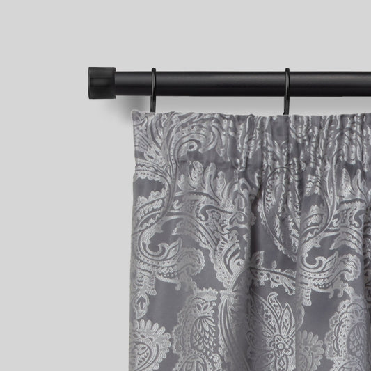 Matt Black Full Stop Extendable Curtain Pole with Rings