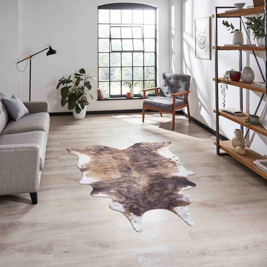 Faux Cow Print Brown Rug