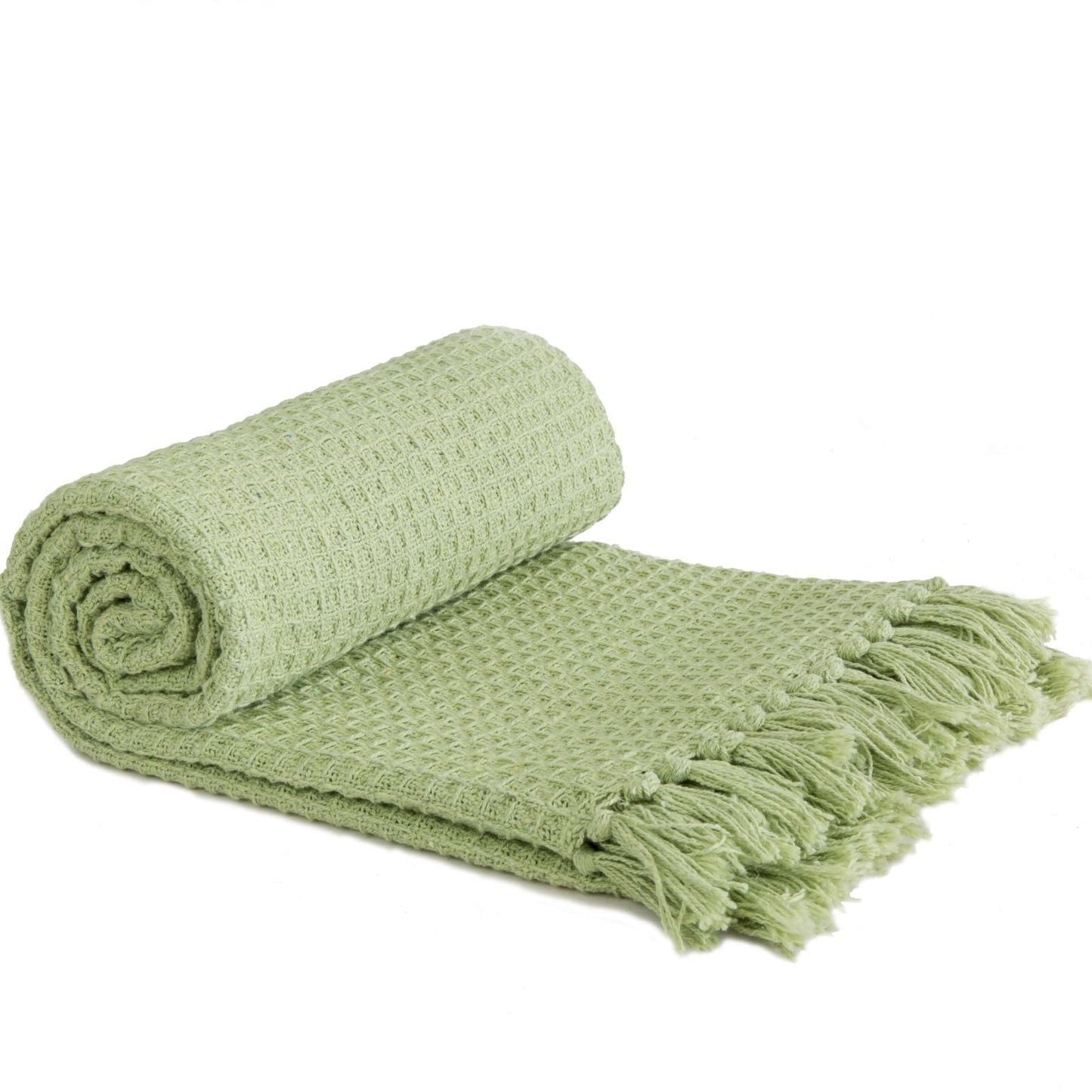 Pistachio Green Honeycomb Recycled Cotton Throw