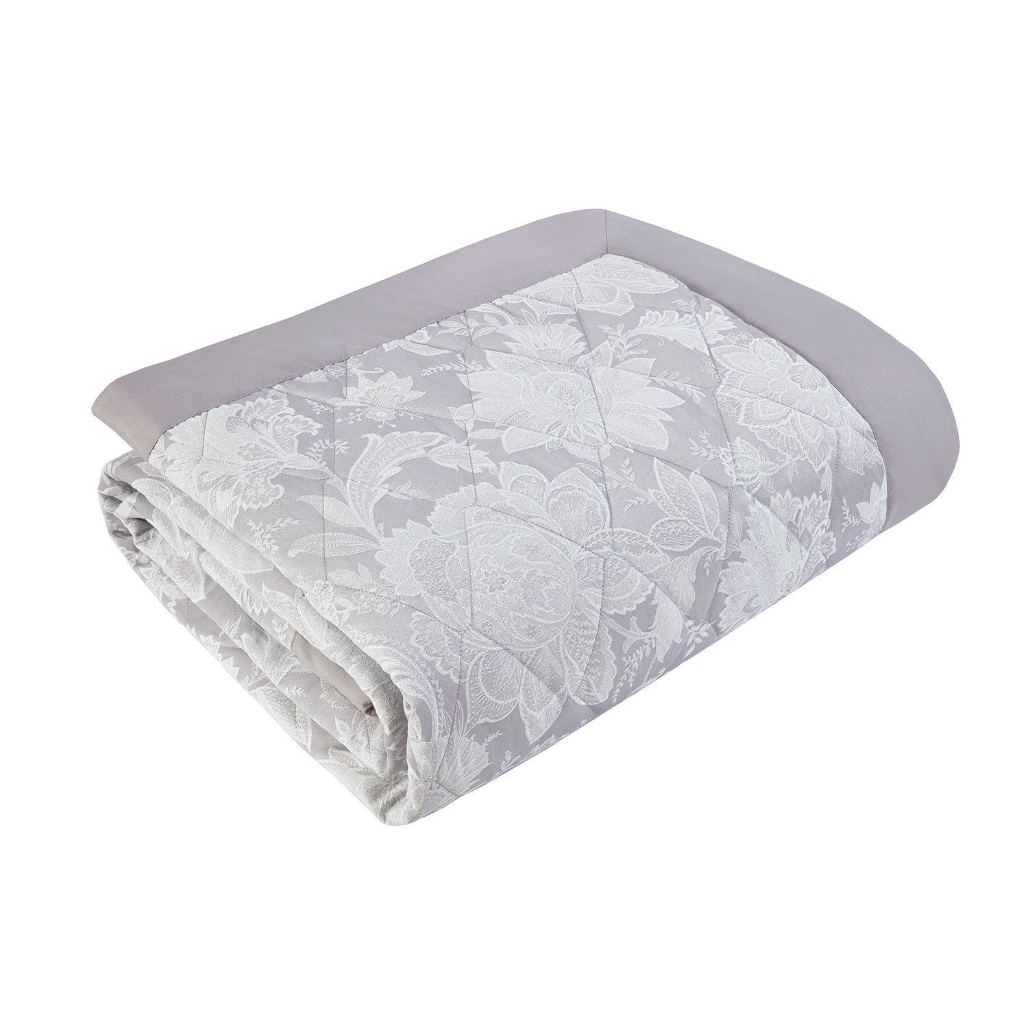 Florentine Silver Luxury Jacquard Quilted Bedspread (260cm x 260cm