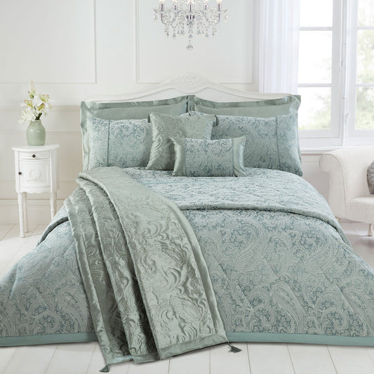 Paisley Soft Green Luxury Cotton Rich Jacquard Duvet Cover