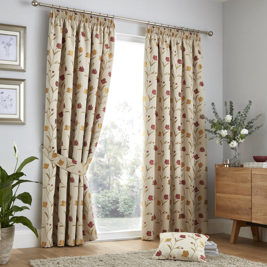 Juliette Natural Jacquard Pencil Pleat Curtains