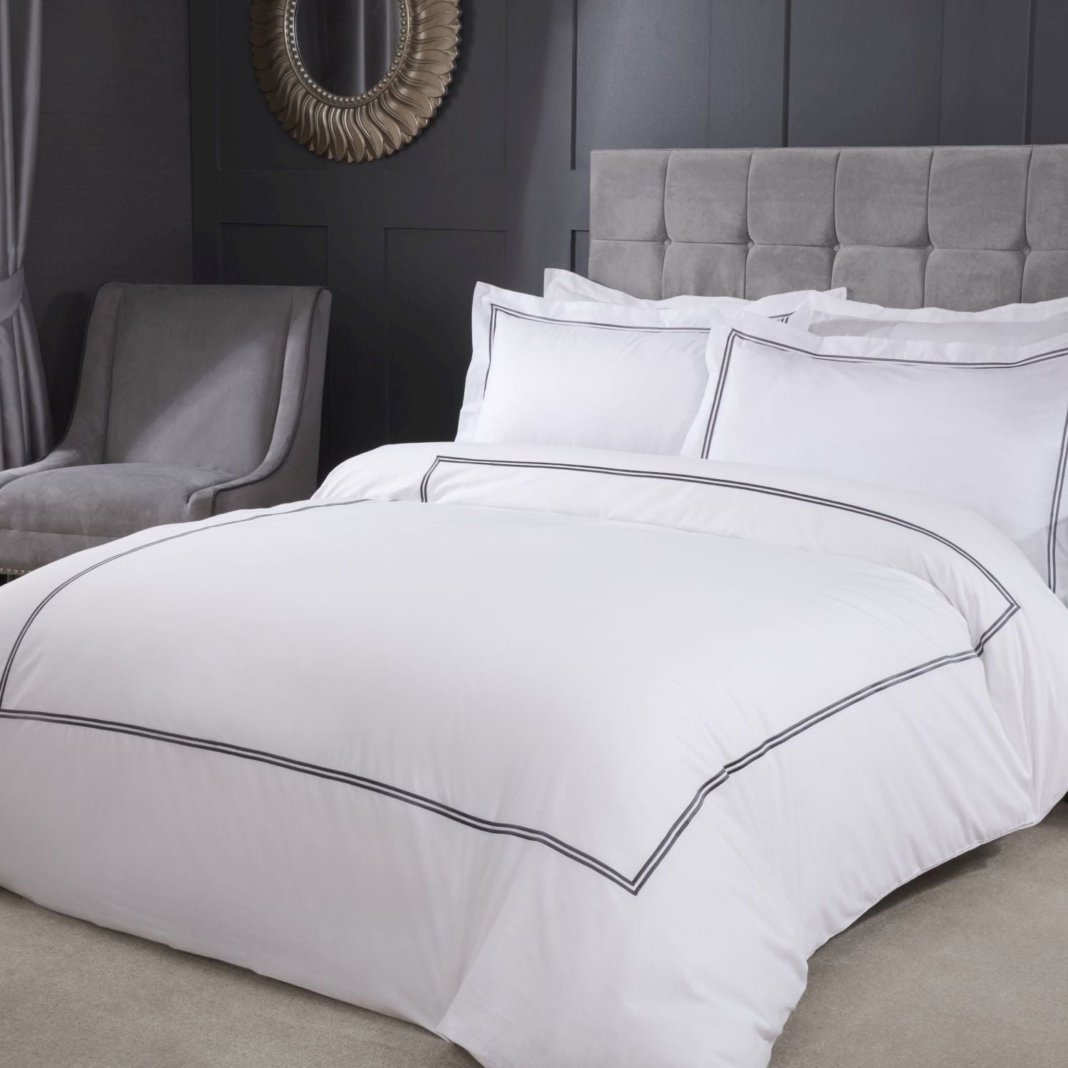 Mayfair Graphite Embroidered Duvet Set Julian Charles Home