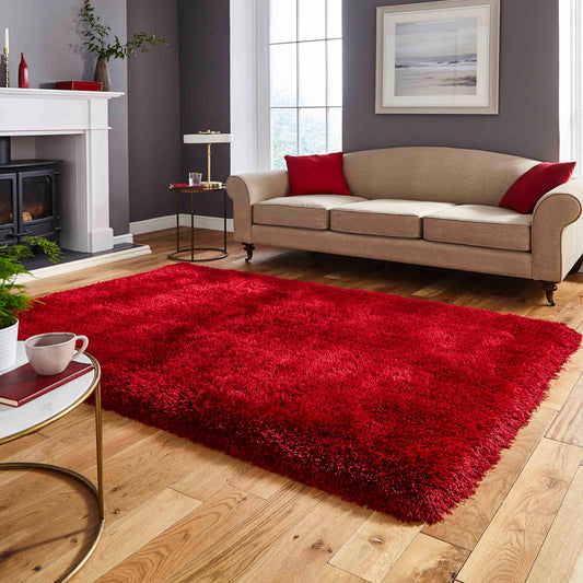 Montana Red Luxury Shaggy Rug