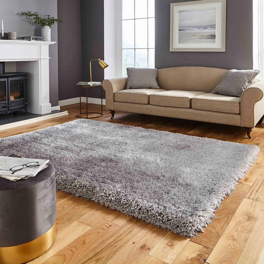 Montana Silver Grey Luxury Shaggy Rug