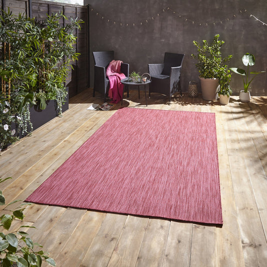 POP Outdoor Red Flat Weave Plain Rug