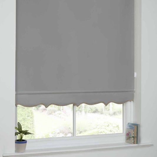 Grey Scalloped Roller Blind