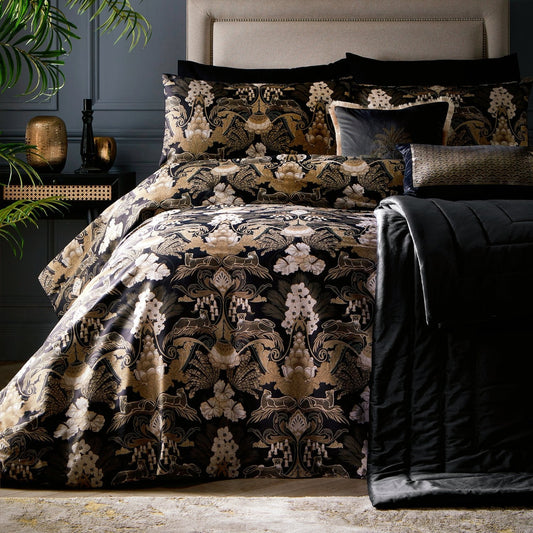 Laurence Llewelyn-Bowen Suburban Jungle Black/Gold 100% Cotton Duvet Set