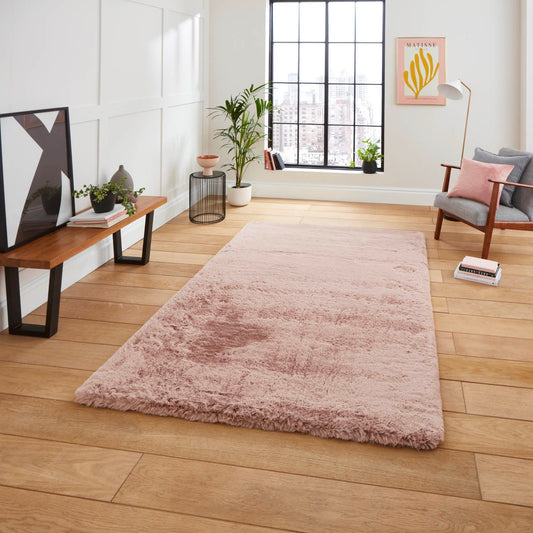 Super Teddy Rose Pink Shaggy Rug