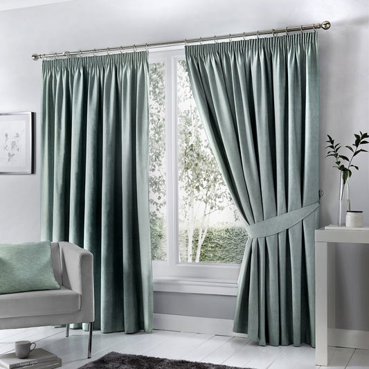 Dijon Duck Egg Blackout Pencil Pleat Curtains