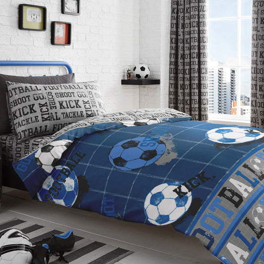 Football Blue Reversible Kids Duvet Set