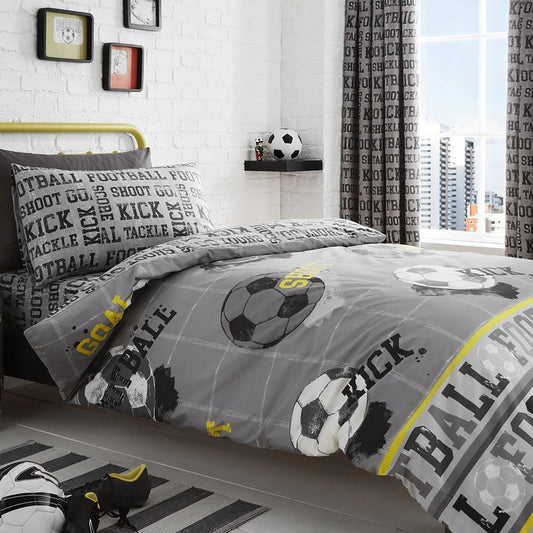 Football Grey Reversible Kids Duvet Set