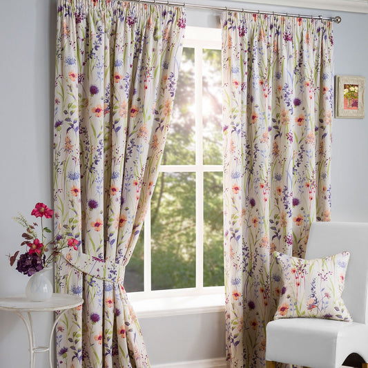 Hampshire Meadow Floral Lined Pencil Pleat Curtains