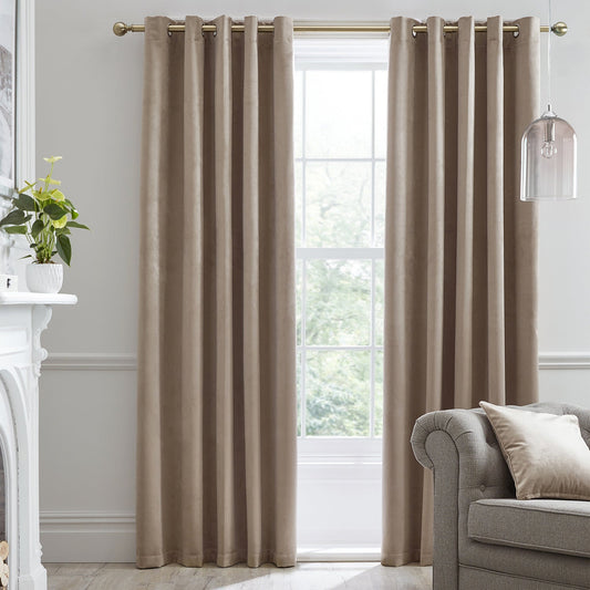 Montrose Linen Velvet Blackout-Coated Eyelet Curtains