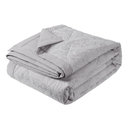 Paisley Silver Luxury Jacquard Bedspread (260cm x 260cm)