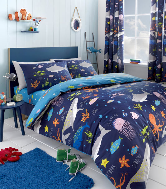 Sea Life Glow-in-the-Dark Kids Duvet Set
