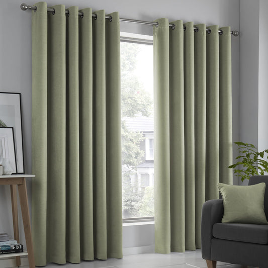 Strata Green Dim Out Eyelet Curtains