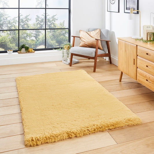 Super Teddy Mustard Yellow Shaggy Rug