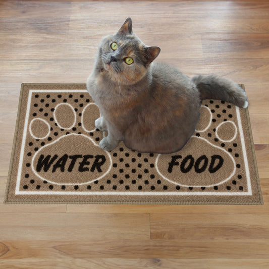 Dinner Time Paw Brown Pet Mat