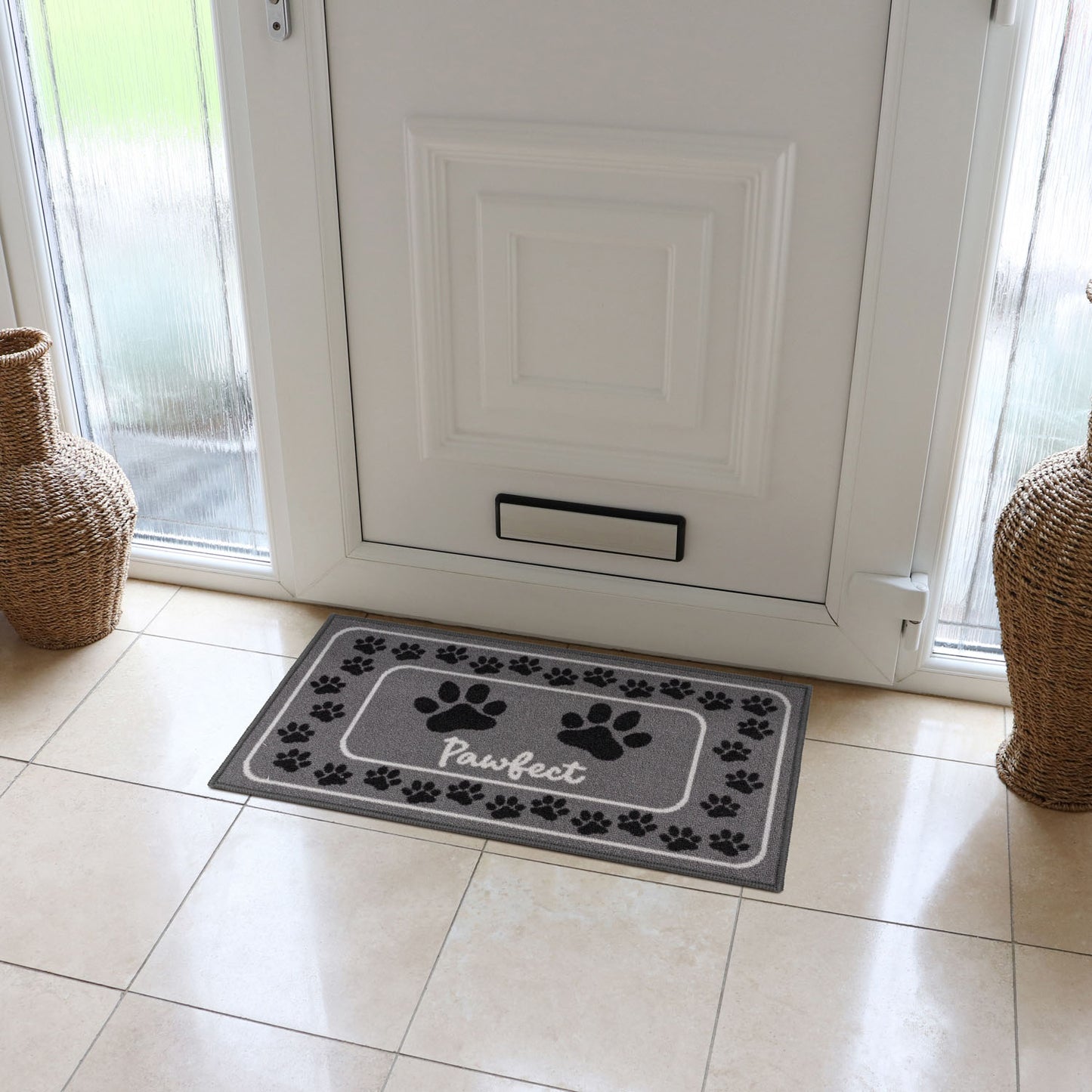 Pawfect Paw Print Grey Pet Mat