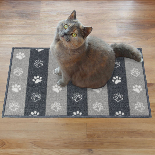 Paw Prints Grey Pet Mat