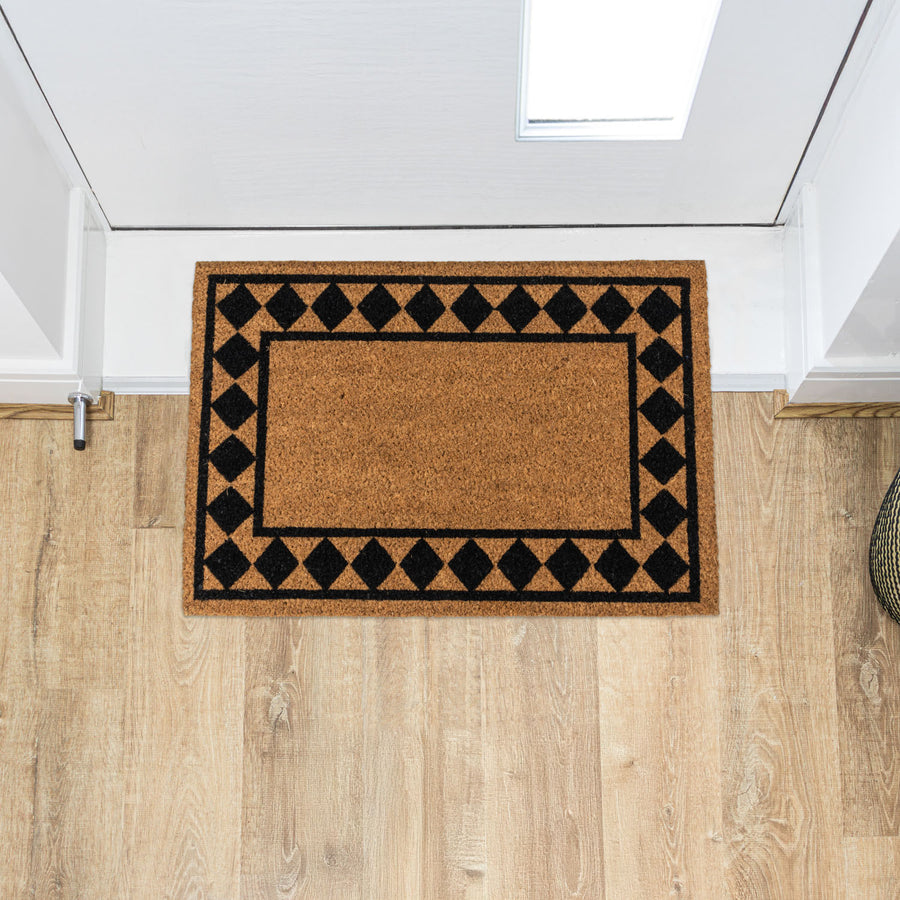 Diamond Border Eco-Friendly Latex Backed Coir Entrance Doormat