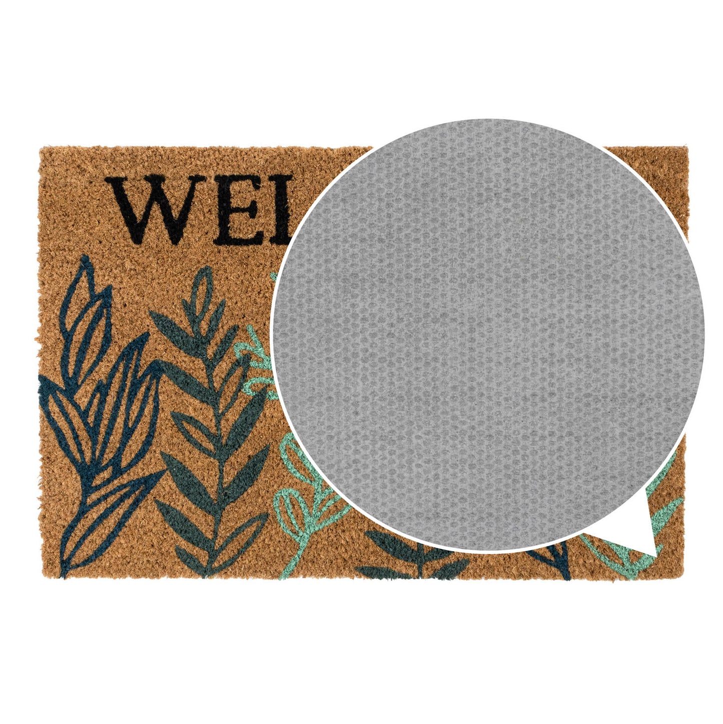 Welcome Leaves Eco-Friendly Latex Backed Coir Entrance Doormat