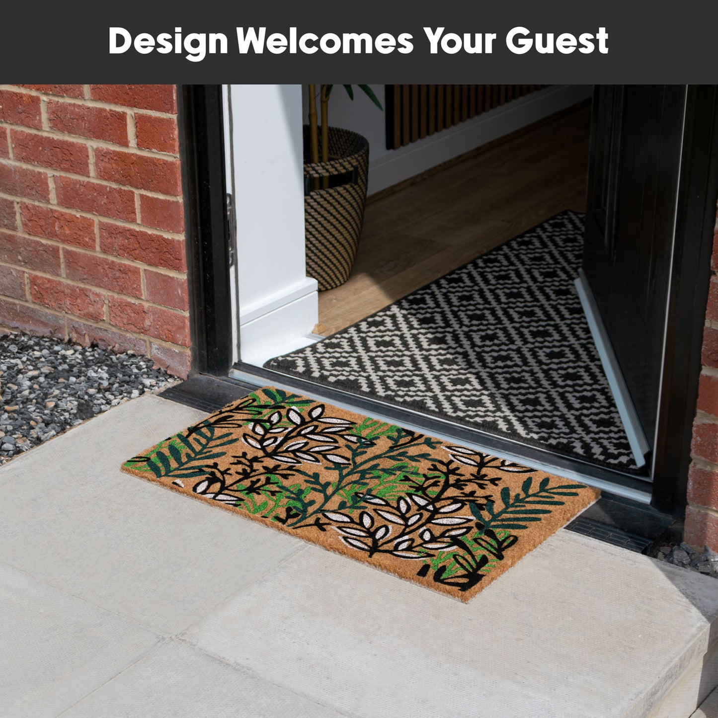 Leaves Eco-Friendly Latex Backed Coir Entrance Doormat