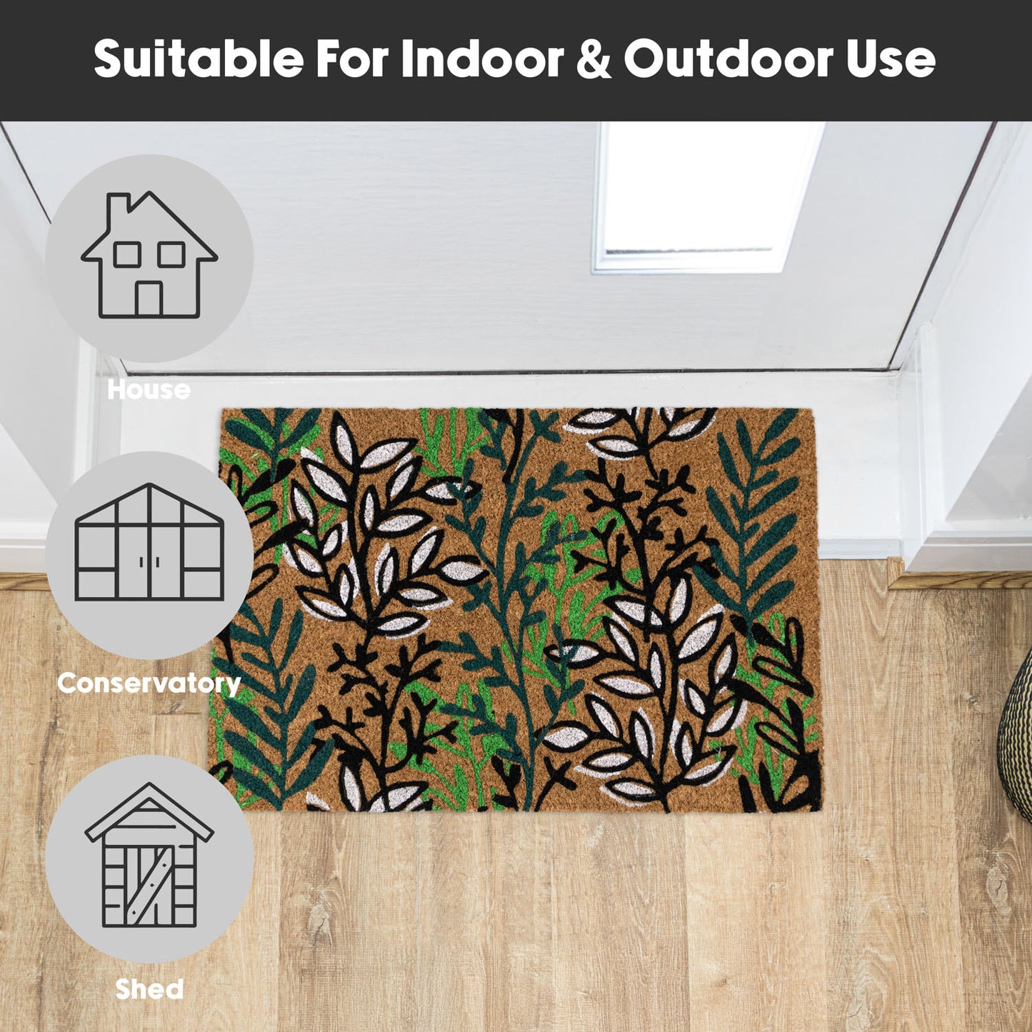 Leaves Eco-Friendly Latex Backed Coir Entrance Doormat