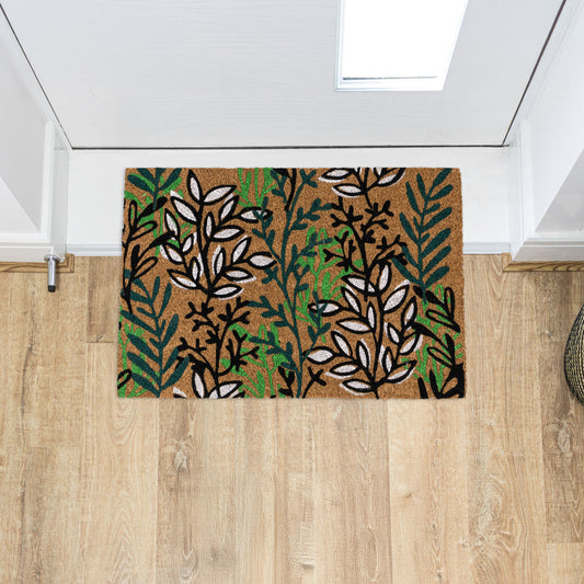 Leaves Eco-Friendly Latex Backed Coir Entrance Doormat