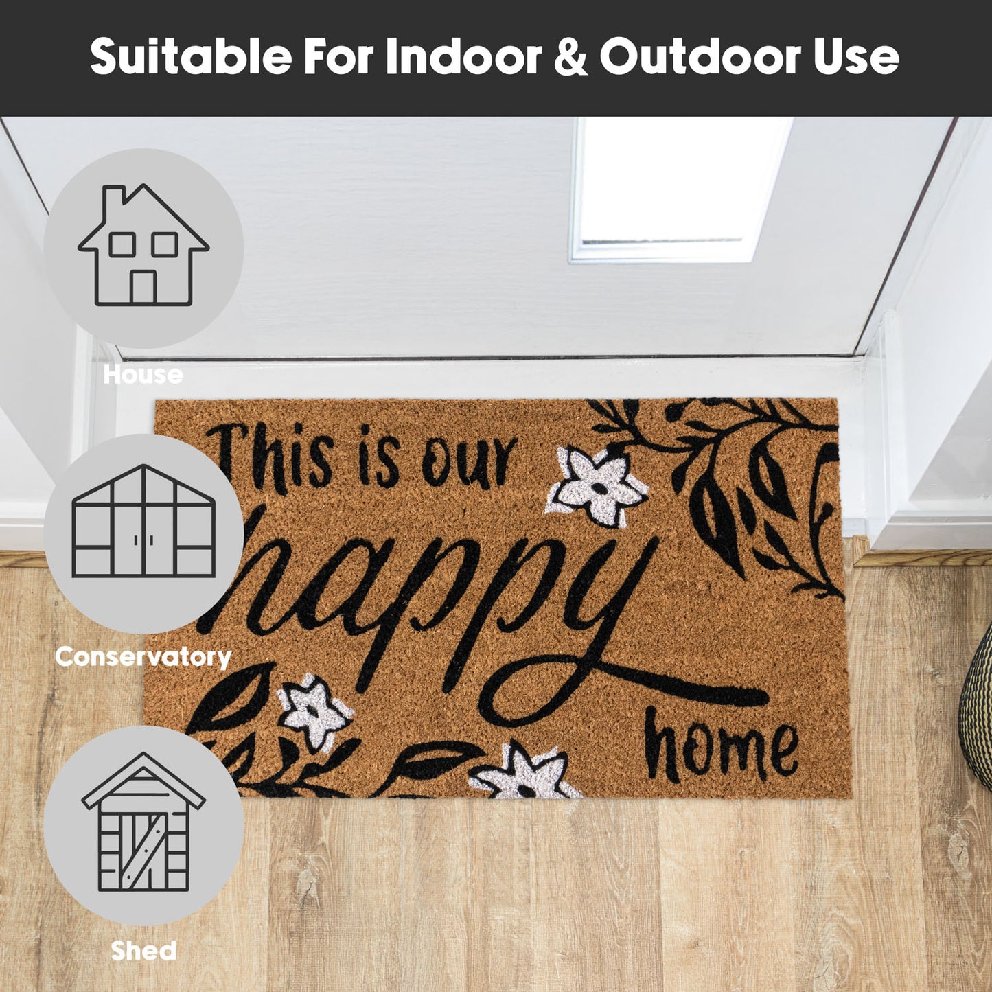 Happy Home Eco-Friendly Latex Backed Coir Entrance Doormat