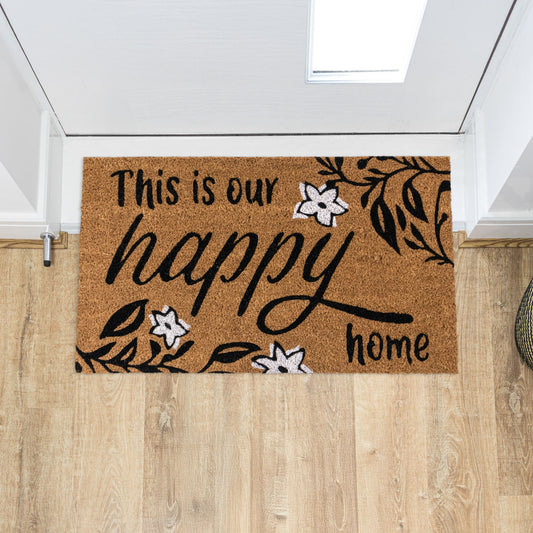Happy Home Eco-Friendly Latex Backed Coir Entrance Doormat