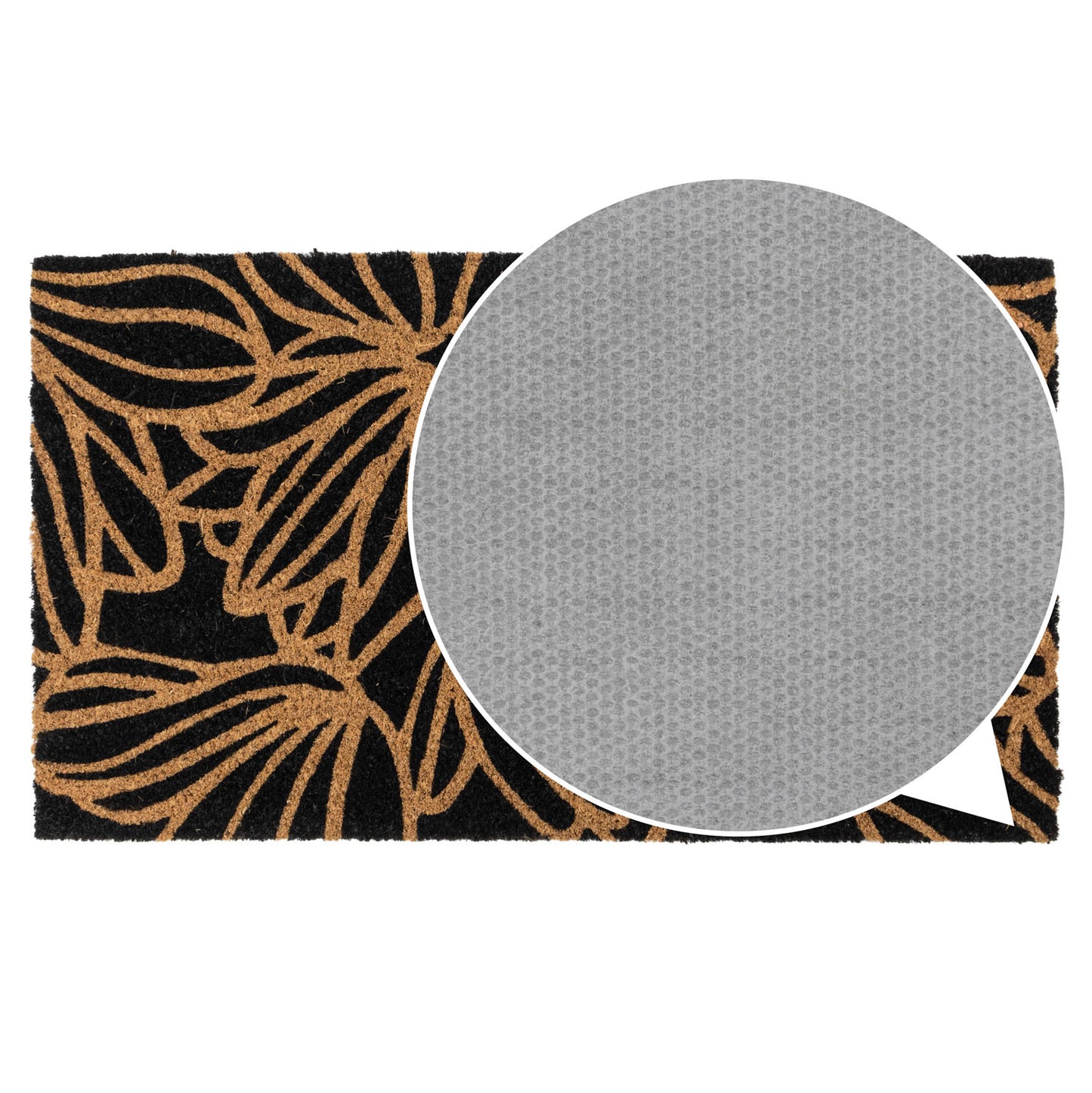 Black Floral Eco-Friendly Latex Backed Coir Entrance Doormat