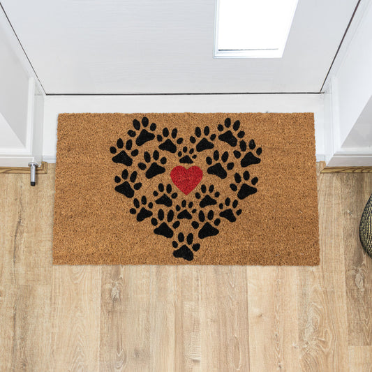 Heart Paws Eco-Friendly Latex Backed Coir Entrance Doormat