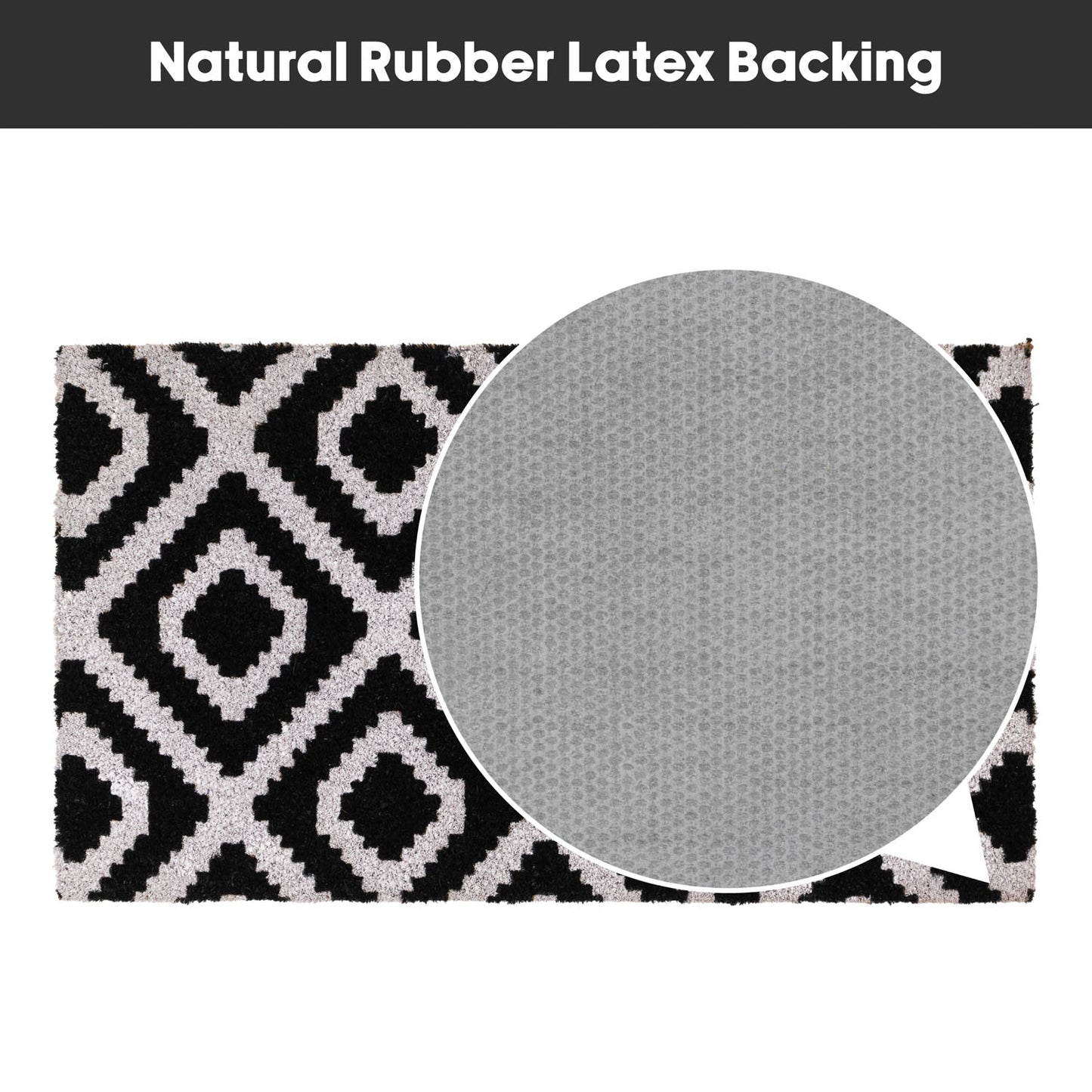 Monochrome Diamond Eco-Friendly Latex Backed Coir Entrance Doormat