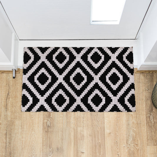 Monochrome Diamond Eco-Friendly Latex Backed Coir Entrance Doormat