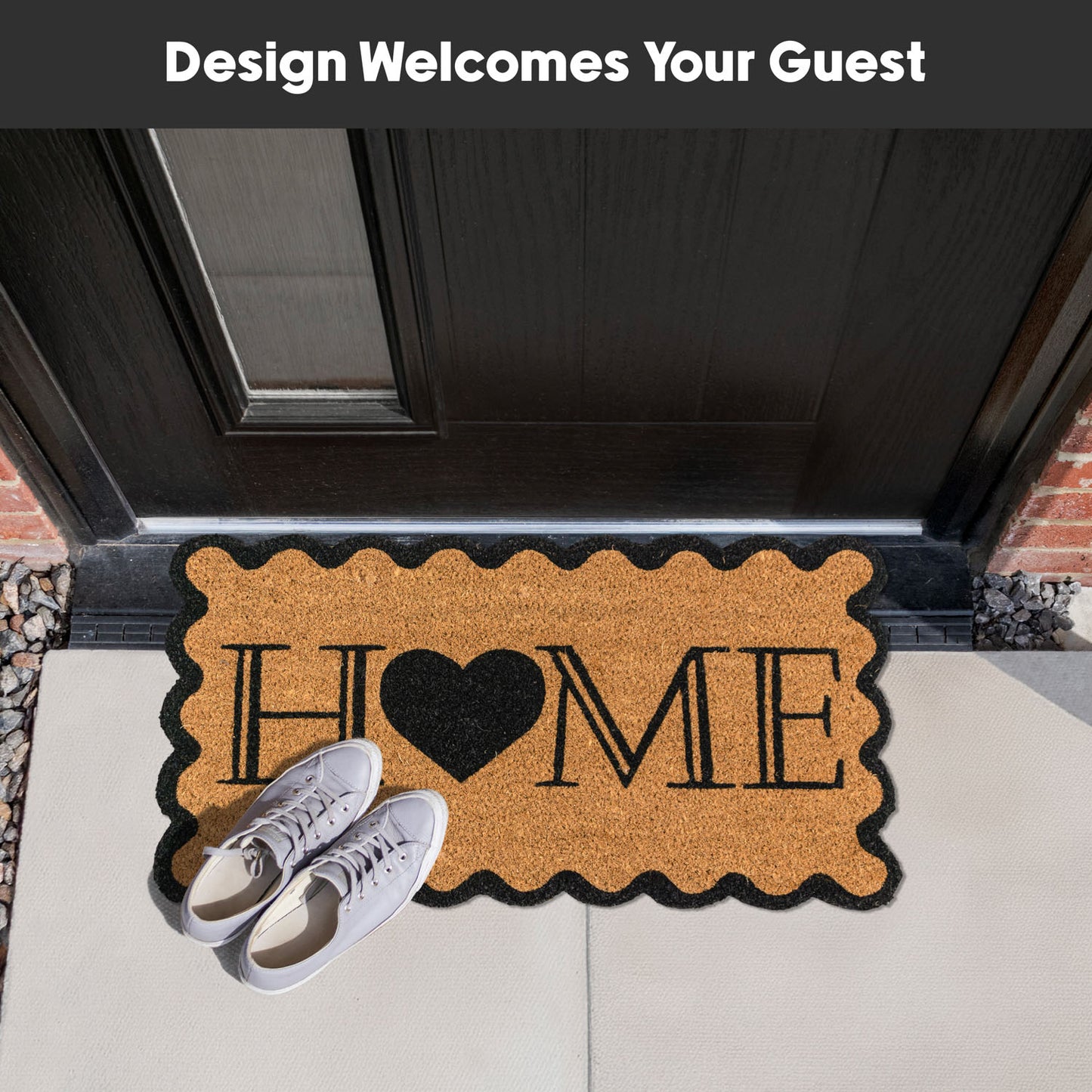 Scalloped Home Eco-Friendly Latex Backed Coir Entrance Doormat