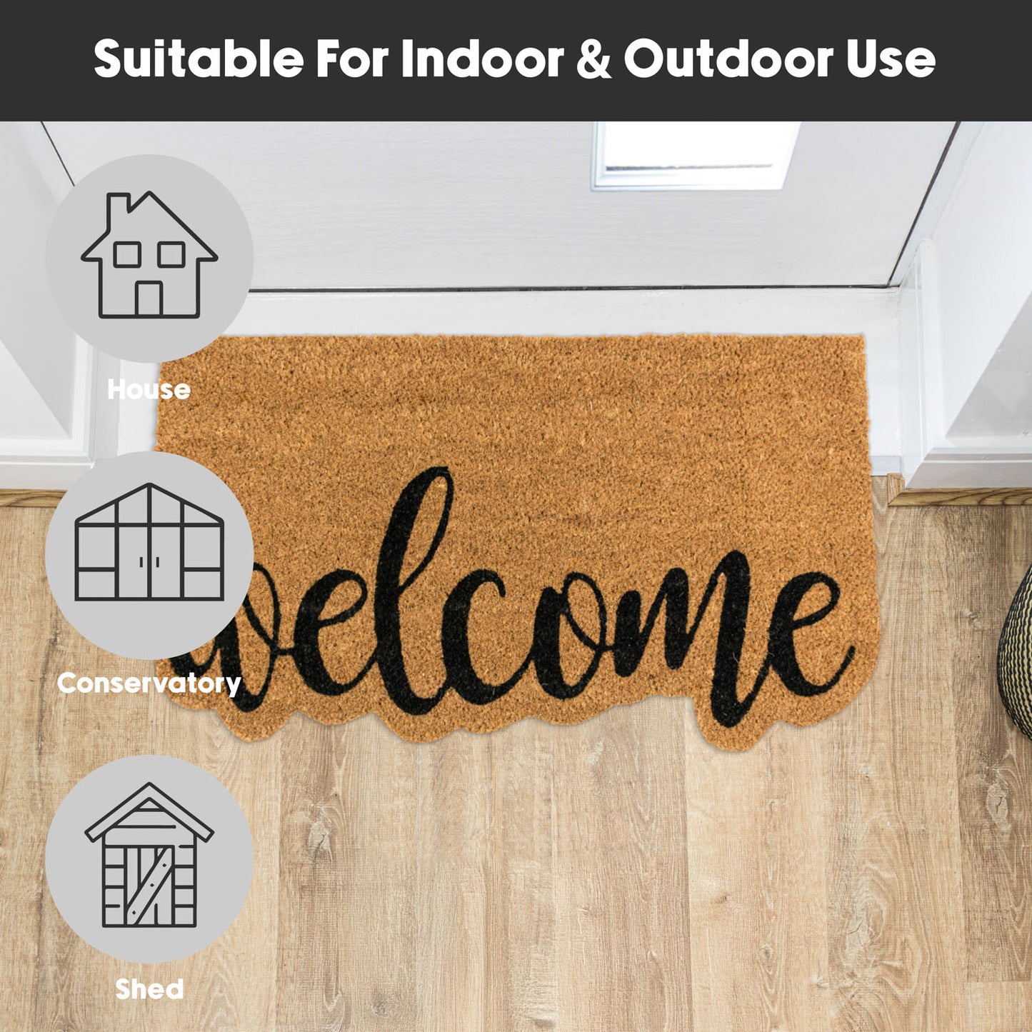 Shaped Welcome Eco-Friendly Latex Backed Coir Entrance Doormat