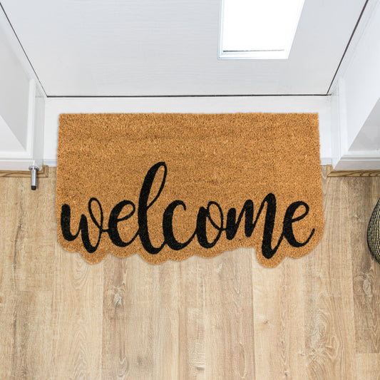 Shaped Welcome Eco-Friendly Latex Backed Coir Entrance Doormat