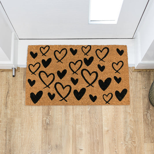 Hearts Eco-Friendly Latex Backed Coir Entrance Doormat