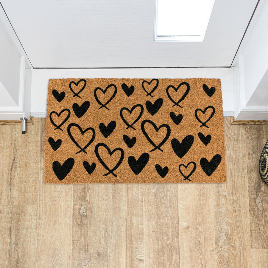 Hearts Eco-Friendly Latex Backed Coir Entrance Doormat