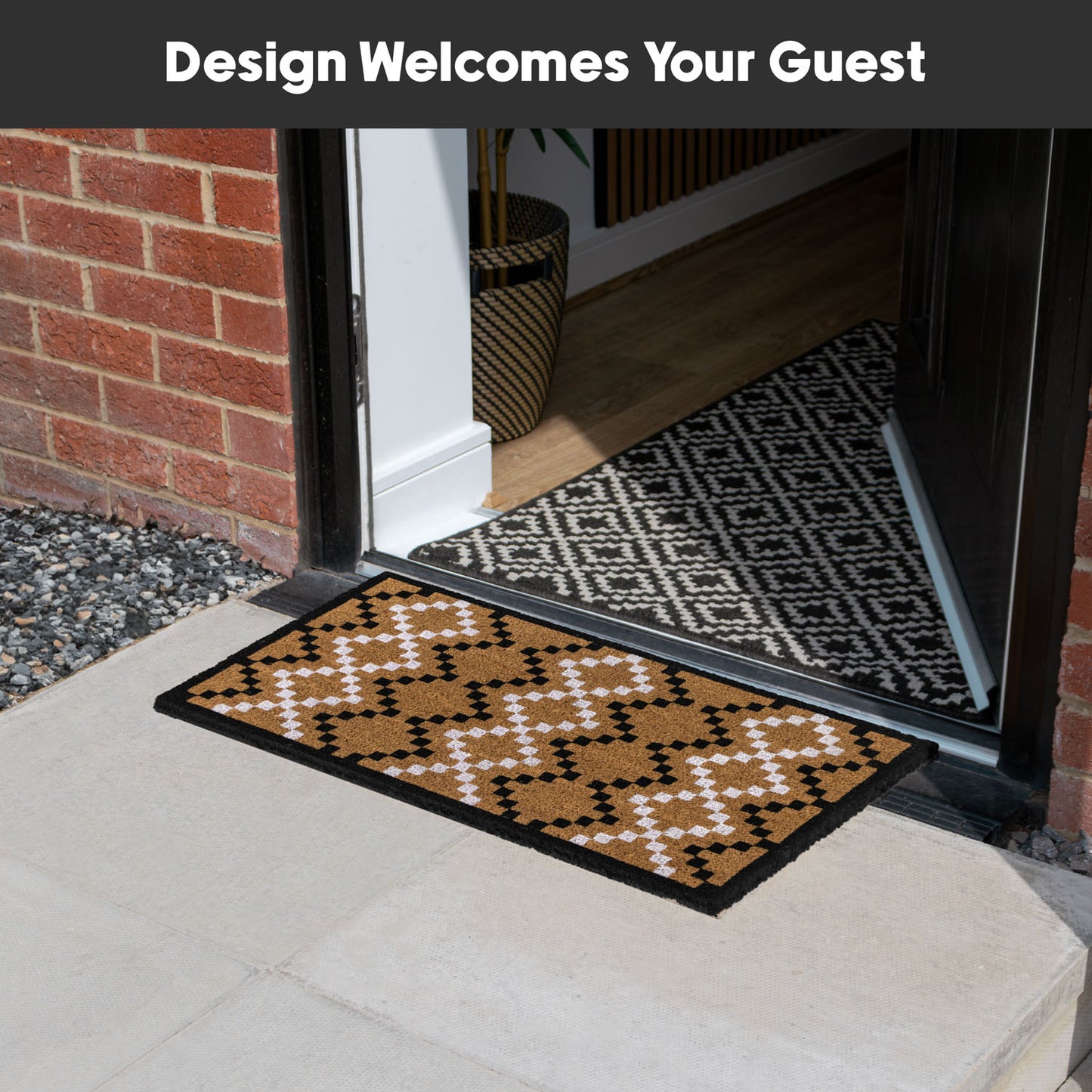 Diamond Pixel Eco-Friendly Latex Backed Coir Entrance Doormat