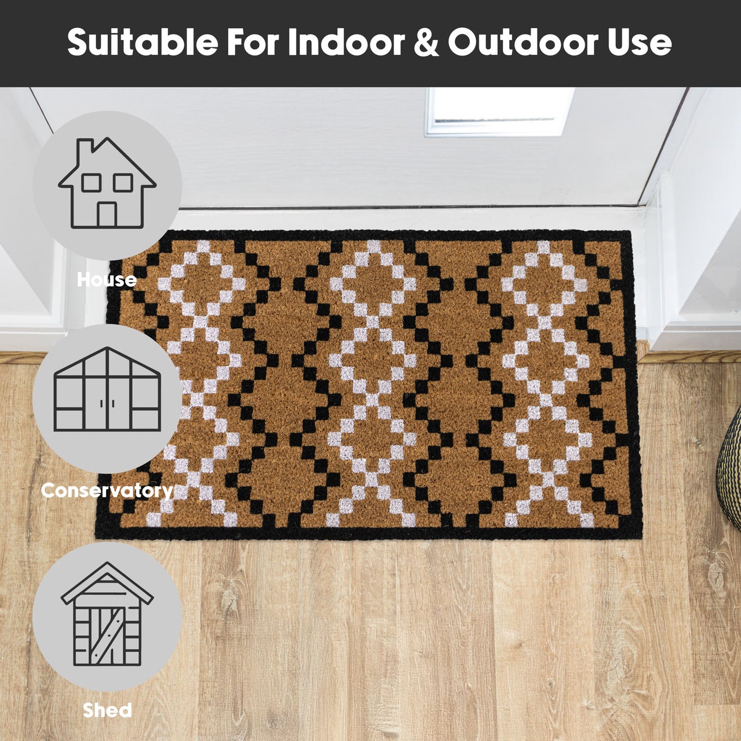 Diamond Pixel Eco-Friendly Latex Backed Coir Entrance Doormat