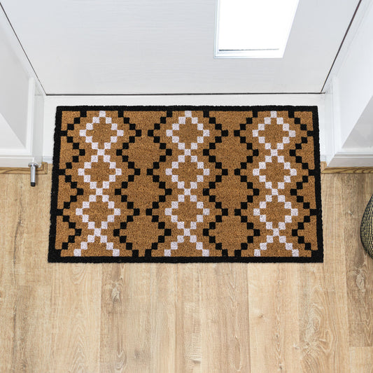 Diamond Pixel Eco-Friendly Latex Backed Coir Entrance Doormat