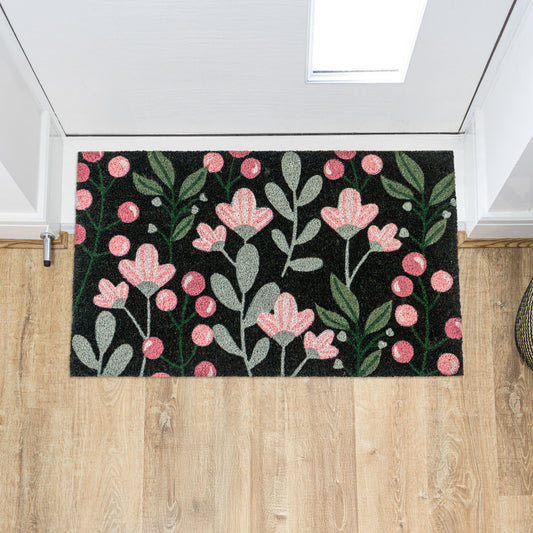 Floral Eco-Friendly Latex Backed Coir Entrance Doormat